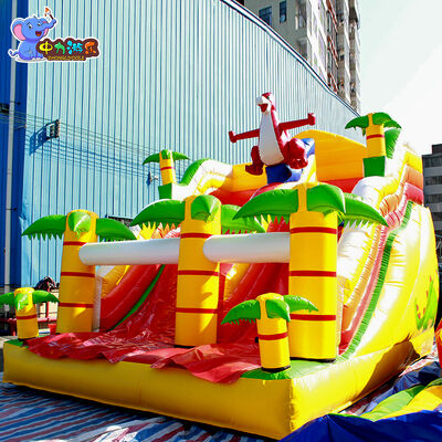 Toboggan aquatique gonflable sur le thème des dinosaures, château gonflable