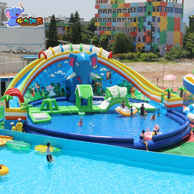 Bom preço Escorregador de água insuflável para exteriores Parque aquático Escorregador insuflável de elefante Brinquedo insuflável on-line