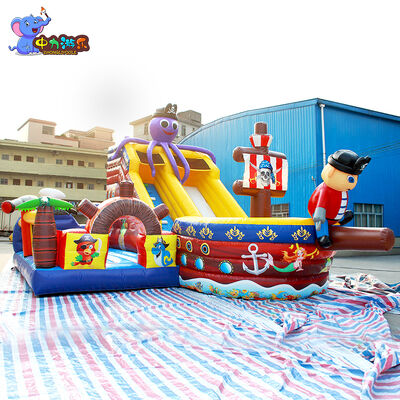 Harga yang bagus Octopus Pirate Ship Tema Bounce House Slide Combo Inflatable Bouncy Castle on line