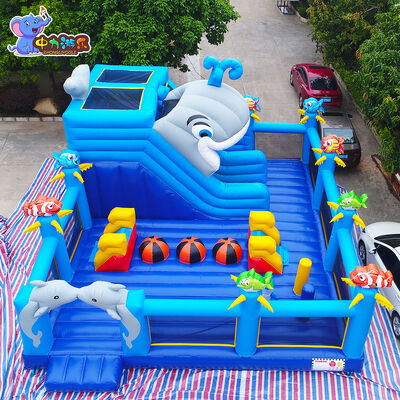 Bom preço Castelo insuflável baleia insuflável comercial castelo saltitante escorrega parque infantil on-line
