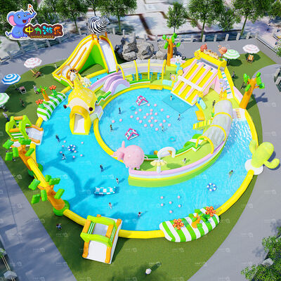Bom preço Grande Parque de Diversões Escorregador de Água Inflável Casa de Salto Castelo Inflável Piscina Anti-Rasgo on-line
