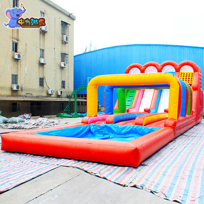 Καλή τιμή Rainbow 40 Ft φουσκωτή υδρόδρομος γλιστρισμού Πύργο για παιδιά υγρή στεγνή OEM σε απευθείας σύνδεση