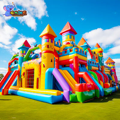 Guter Preis Themenpark Sprungschloss aufblasbar Sprungschloss Sprunghaus mit Rutsche Online