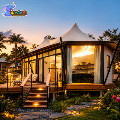 Good price OEM Permanent Tarpaulin Safari Tent Glamping Resort Hotel Room online