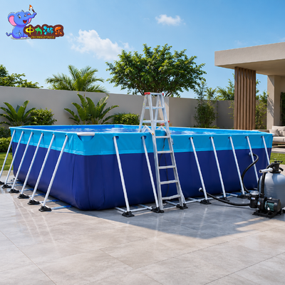 Good price Wear Resistant Metal Frame Portable Above Ground Pool Rectangular For Kids Swimming online