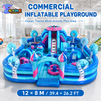 Quality Ocean Theme Inflatable Castle Slide 12×8M Commercial Multi-Activity Playground for Indoor Play Centers factory